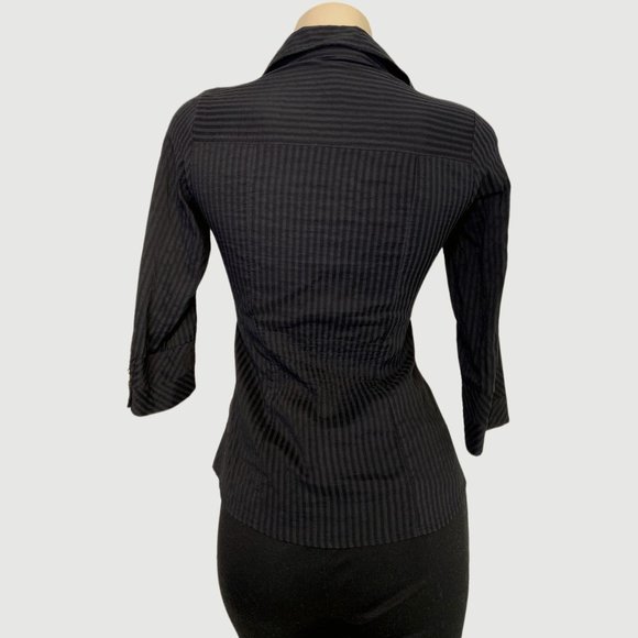 Black Pinstripe Blouse with 3/4 Sleeves - Picture 4 of 7